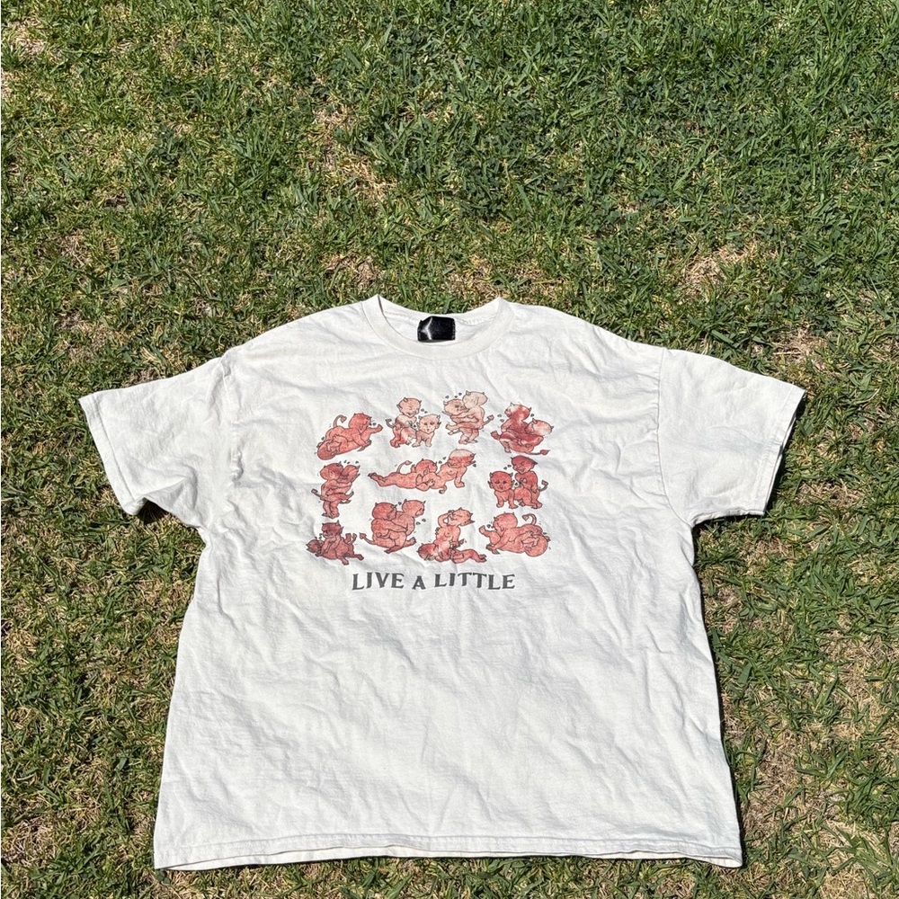 White Graphic T-Shirt with Cartoon Print